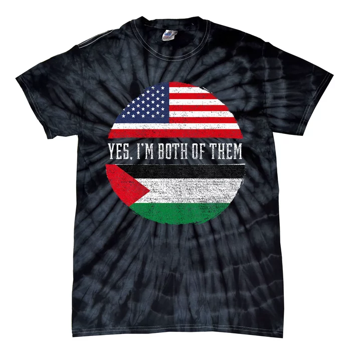 Half American Half Palestinian USA Flag Palestine Heritage Tie-Dye T-Shirt