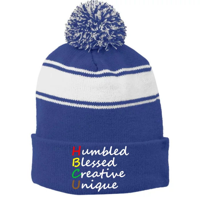 Hbcu African Humbled Blessed Creative Unique History Month Gift Stripe Pom Pom Beanie