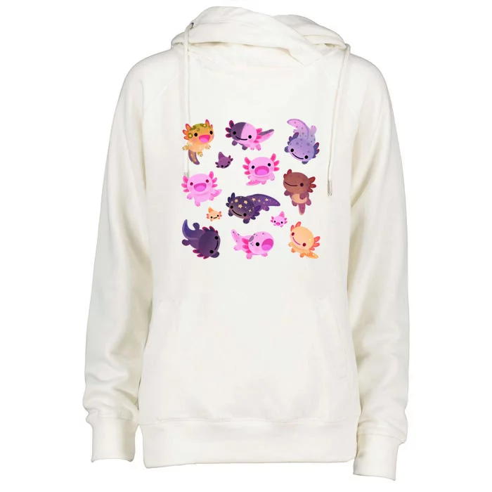 Happy Axolotl Womens Funnel Neck Pullover Hood