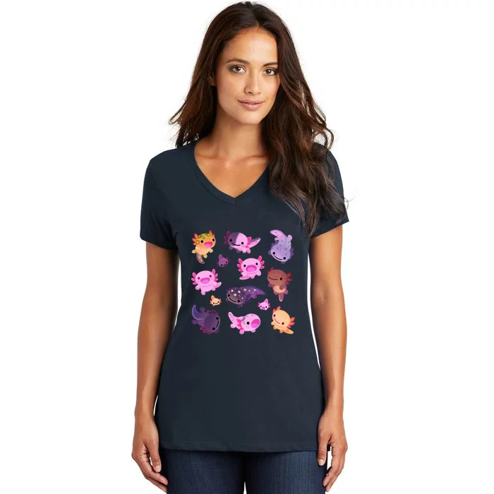 Happy Axolotl Women's V-Neck T-Shirt