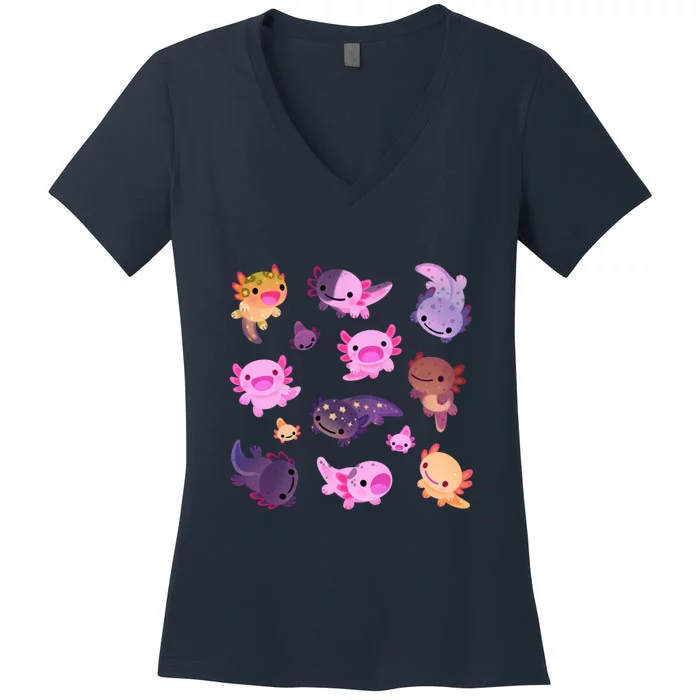 Happy Axolotl Women's V-Neck T-Shirt