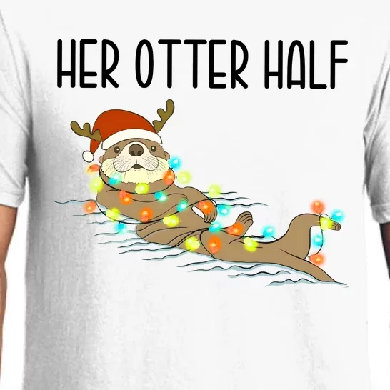 His And Her Couples Christmas Otter Matching With Him Pajama Set