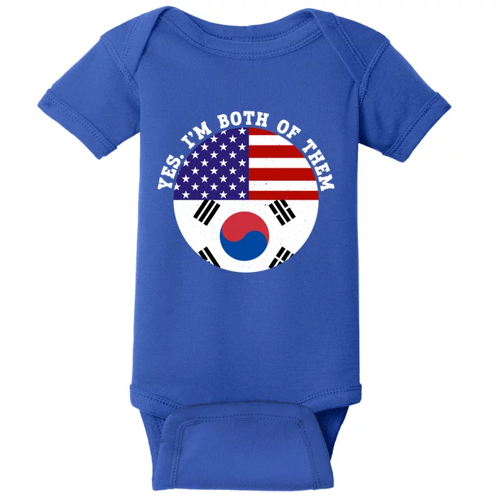 Half American Half South Korea Usa Flag Patriotic Gift Baby Bodysuit