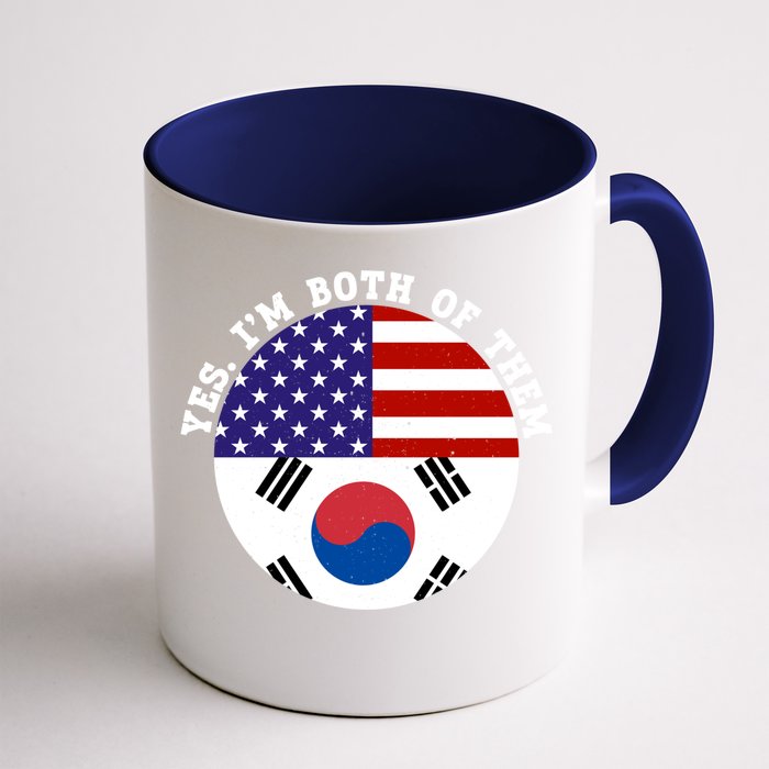 Half American Half South Korea Usa Flag Patriotic Gift Front & Back Coffee Mug