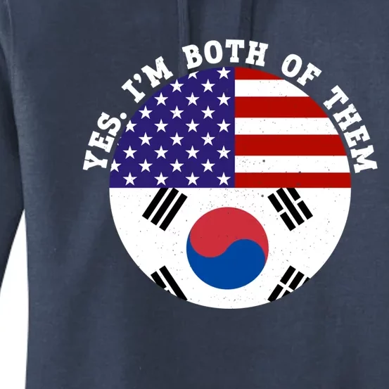 Half American Half South Korea Usa Flag Patriotic Gift Women's Pullover Hoodie