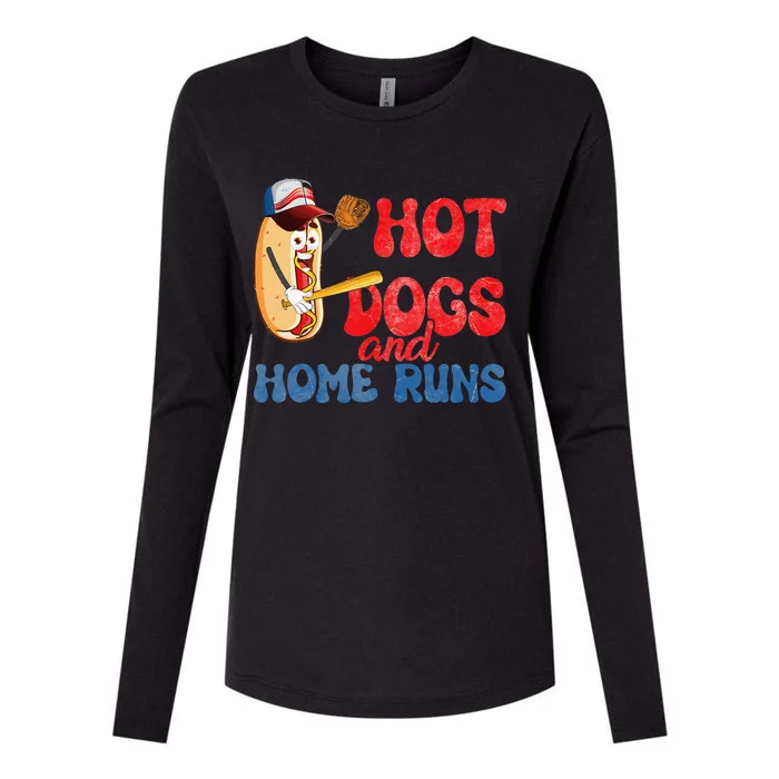 Hotdogs and Homeruns Hotdog Baseball Touchdown Womens Cotton Relaxed Long Sleeve T-Shirt