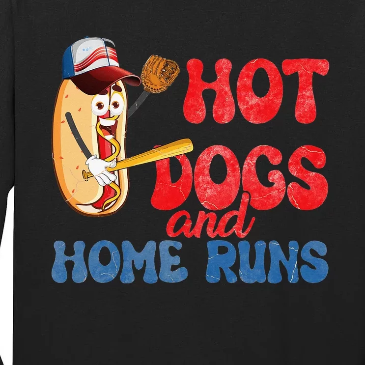 Hotdogs and Homeruns Hotdog Baseball Touchdown Tall Long Sleeve T-Shirt