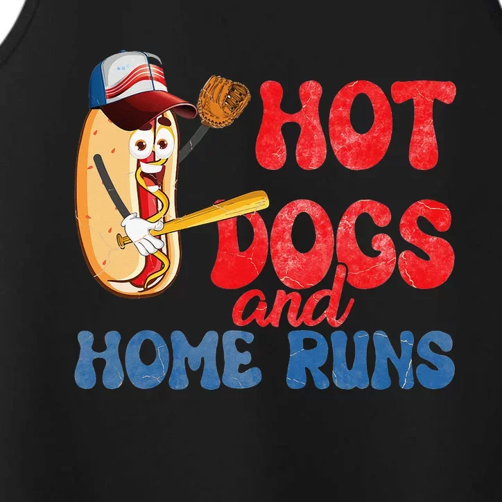 Hotdogs and Homeruns Hotdog Baseball Touchdown Performance Tank