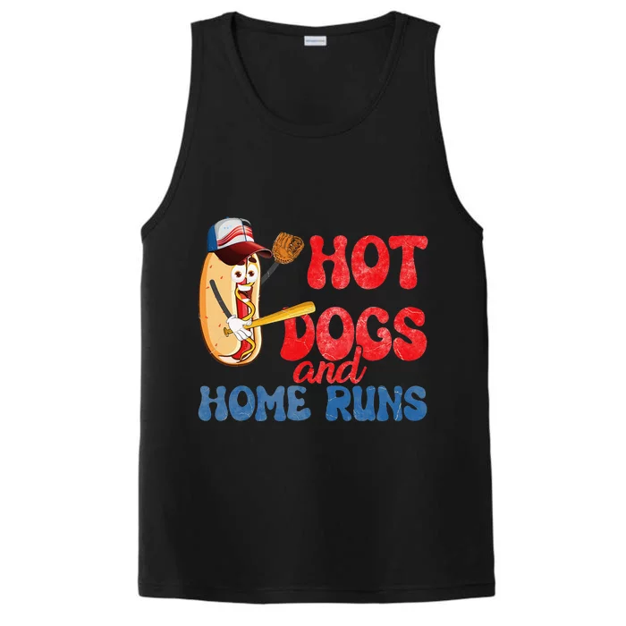 Hotdogs and Homeruns Hotdog Baseball Touchdown Performance Tank