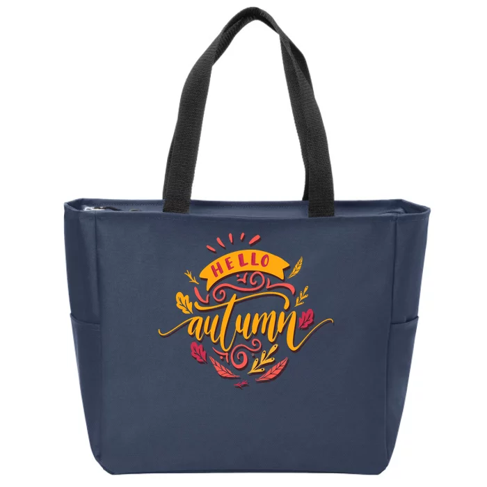 Hello Autumn Zip Tote Bag