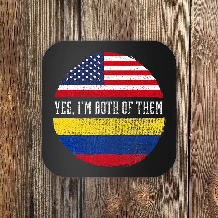 Half American Half Colombian USA Flag Colombia Heritage DNA Coaster