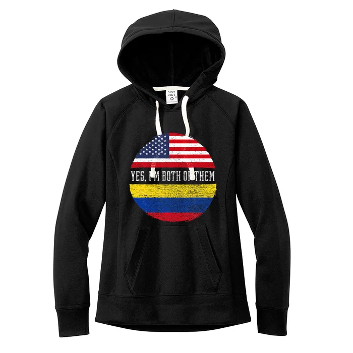 Half American Half Colombian USA Flag Colombia Heritage DNA Women's Fleece Hoodie