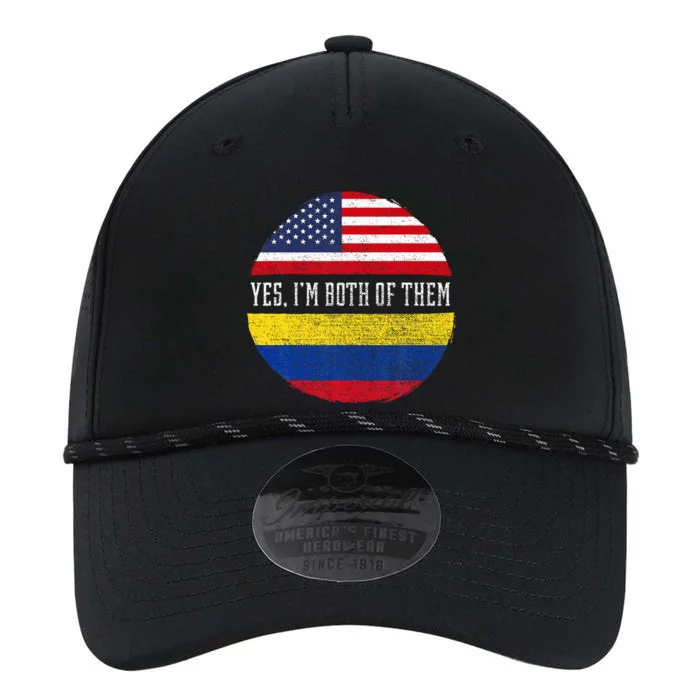 Half American Half Colombian USA Flag Colombia Heritage DNA Performance The Dyno Cap