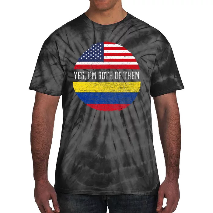 Half American Half Colombian USA Flag Colombia Heritage DNA Tie-Dye T-Shirt