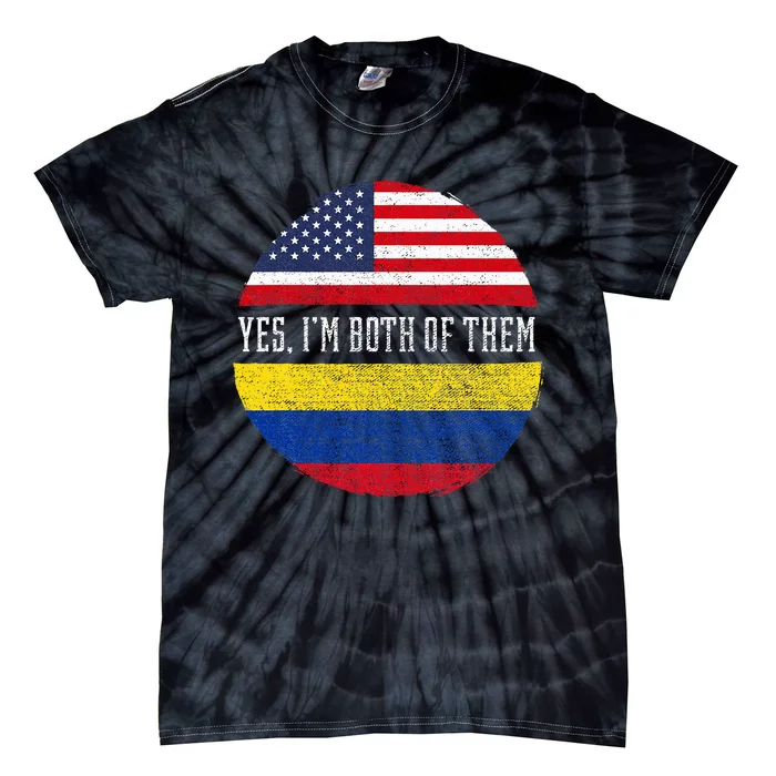 Half American Half Colombian USA Flag Colombia Heritage DNA Tie-Dye T-Shirt