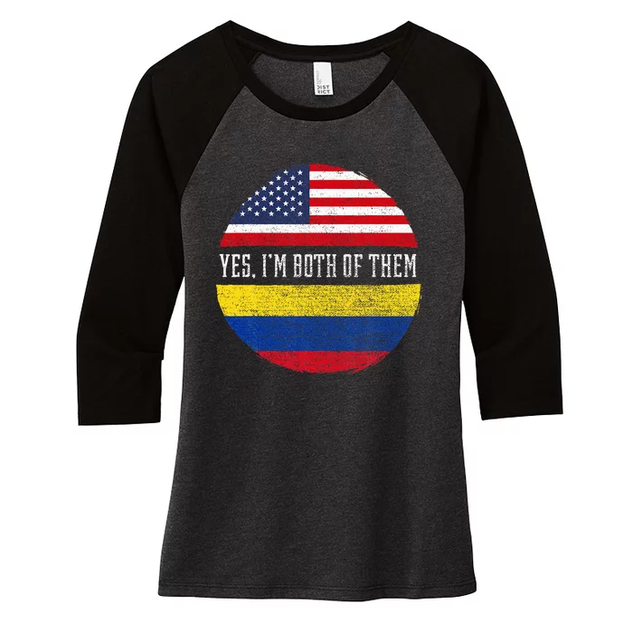 Half American Half Colombian USA Flag Colombia Heritage DNA Women's Tri-Blend 3/4-Sleeve Raglan Shirt