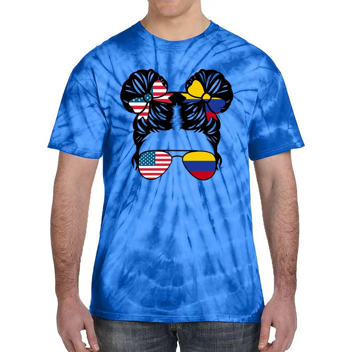 Half American Half Colombian Usa Colombian Flag Patriot Gift Tie-Dye T-Shirt