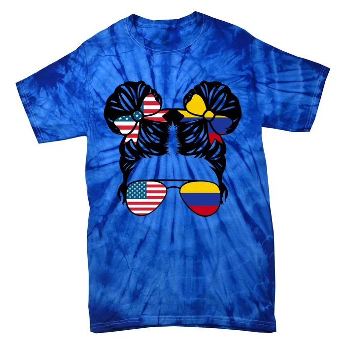 Half American Half Colombian Usa Colombian Flag Patriot Gift Tie-Dye T-Shirt