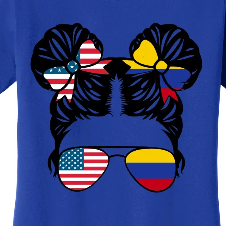 Half American Half Colombian Usa Colombian Flag Patriot Gift Women's T-Shirt