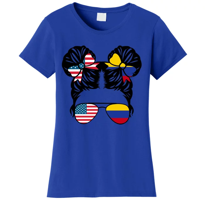 Half American Half Colombian Usa Colombian Flag Patriot Gift Women's T-Shirt