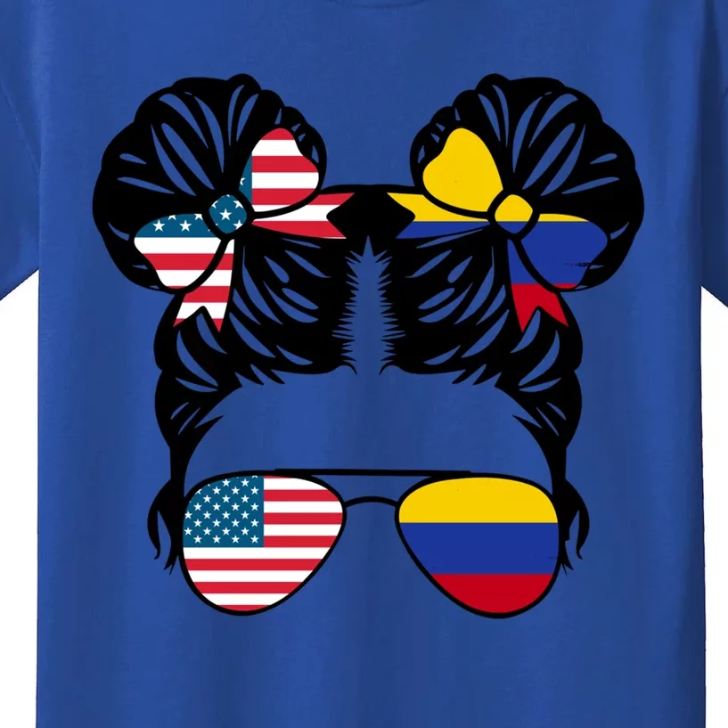 Half American Half Colombian Usa Colombian Flag Patriot Gift Kids T-Shirt