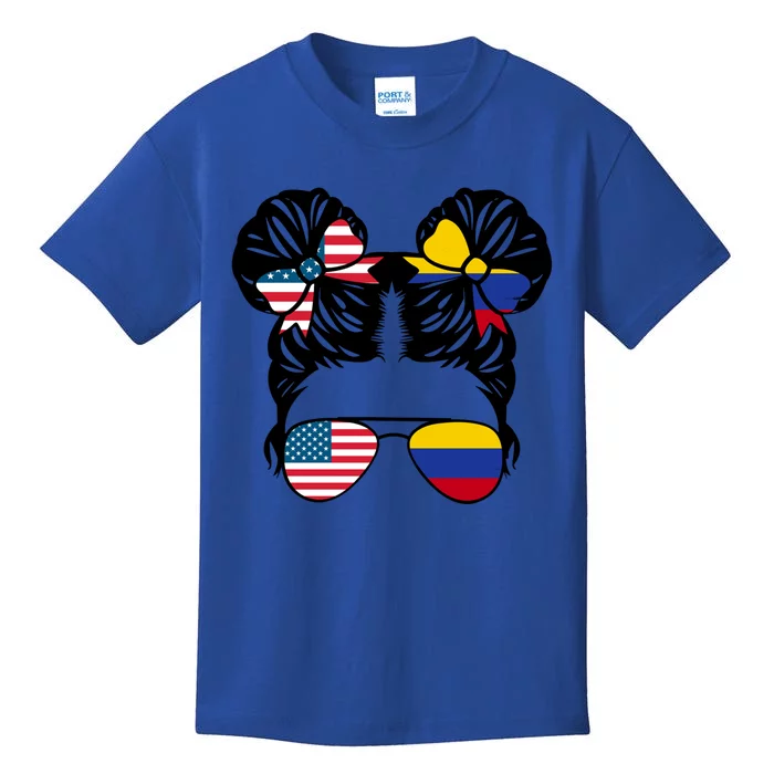 Half American Half Colombian Usa Colombian Flag Patriot Gift Kids T-Shirt