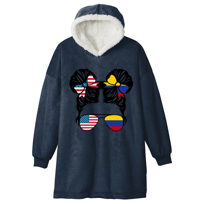 Half American Half Colombian Usa Colombian Flag Patriot Gift Hooded Wearable Blanket