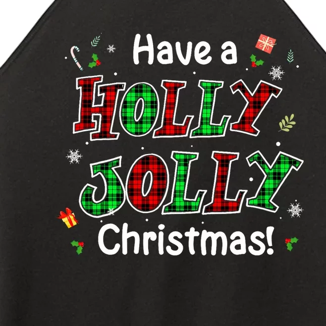 Have A Holly And Jolly Merry Christmas 2021 Holiday Pajama Women’s Perfect Tri Rocker Tank