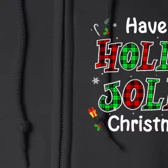 Have A Holly And Jolly Merry Christmas 2021 Holiday Pajama Full Zip Hoodie