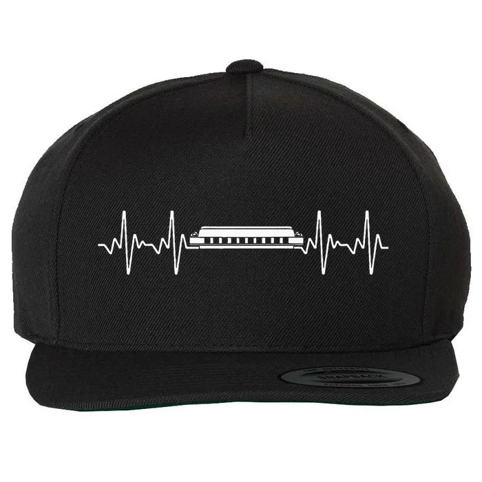 Harmonica Art Harmonica Player Blues Music Gag Wool Snapback Cap