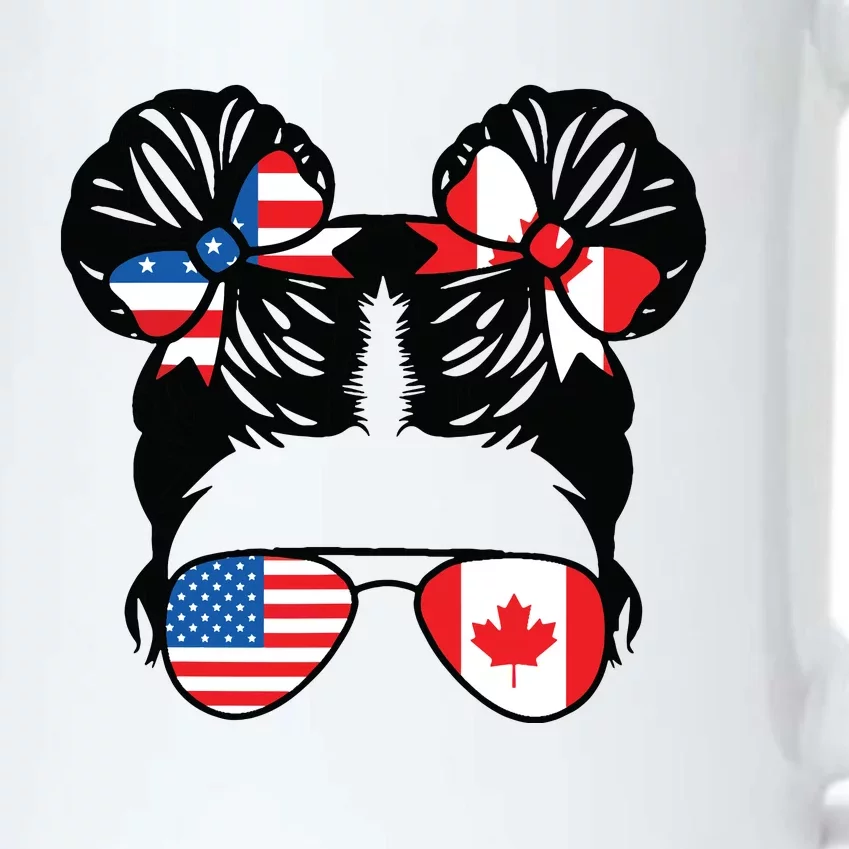 Half American Half Canadian Girl USA Canada Flag Patriot Black Color Changing Mug