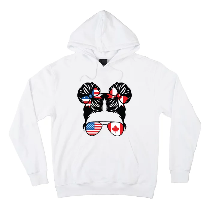 Half American Half Canadian Girl USA Canada Flag Patriot Hoodie