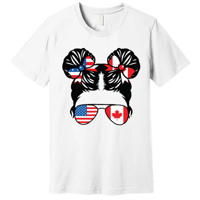 Half American Half Canadian Girl USA Canada Flag Patriot Premium T-Shirt