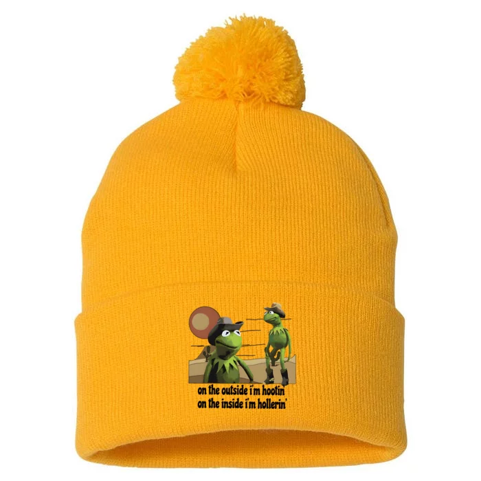 Hootin And Hollerin Funny Puppet Pom Pom 12in Knit Beanie