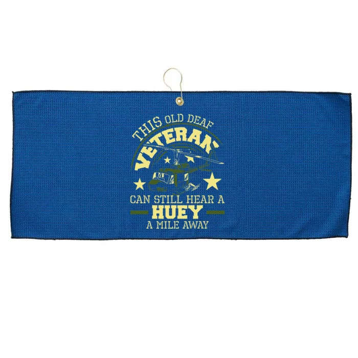 Hear A Huey A Mile Away Helicopter Pilot Vietnam Large Microfiber Waffle Golf Towel