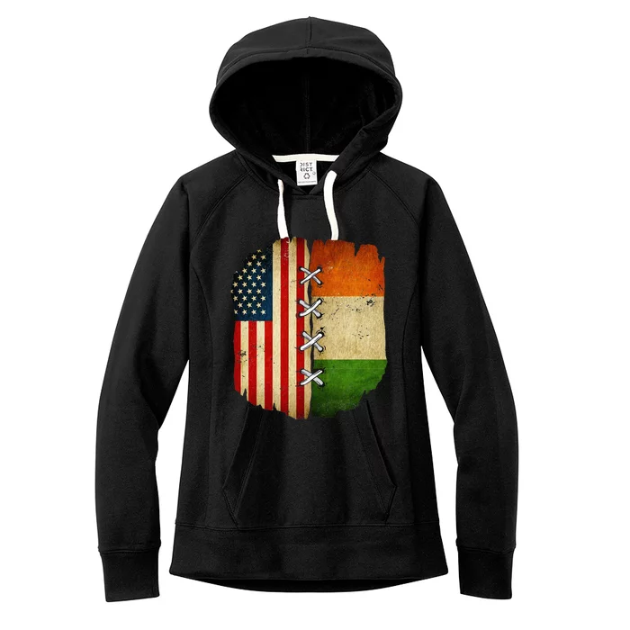 Half American Half Irish USA Ireland Flag Women's Fleece Hoodie