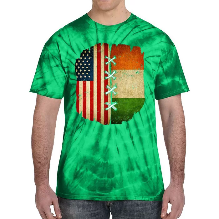 Half American Half Irish USA Ireland Flag Tie-Dye T-Shirt