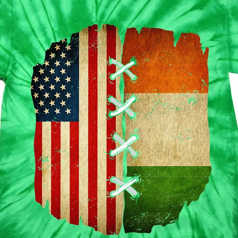 Half American Half Irish USA Ireland Flag Tie-Dye T-Shirt