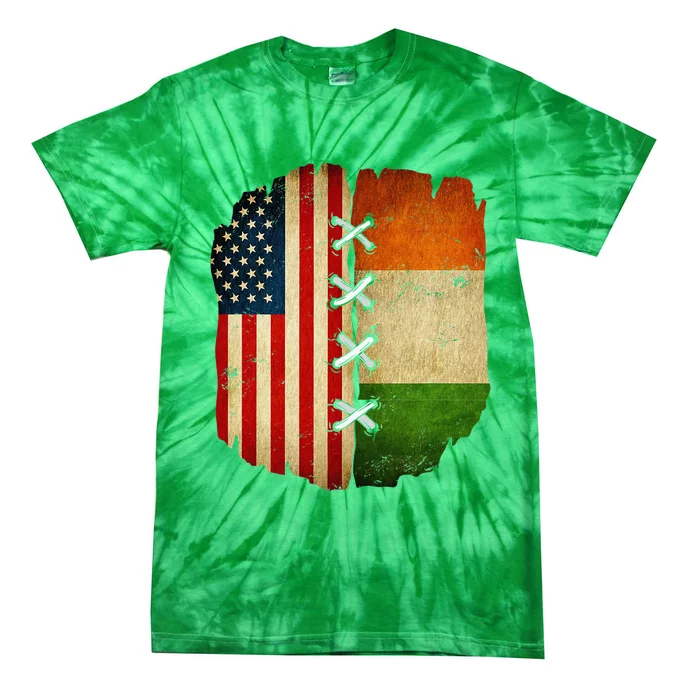 Half American Half Irish USA Ireland Flag Tie-Dye T-Shirt