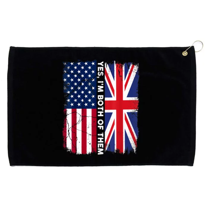 Half American Half British USA Flag United Kingdom Heritage Grommeted Golf Towel