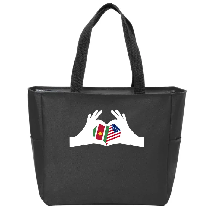 Half American Half Surinamese Suriname Heritage USA DNA Flag Zip Tote Bag