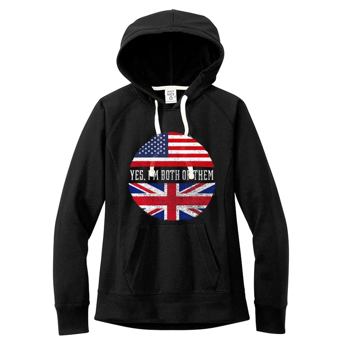 Half American Half British Usa Flag United Kingdom Heritage Women's Fleece Hoodie