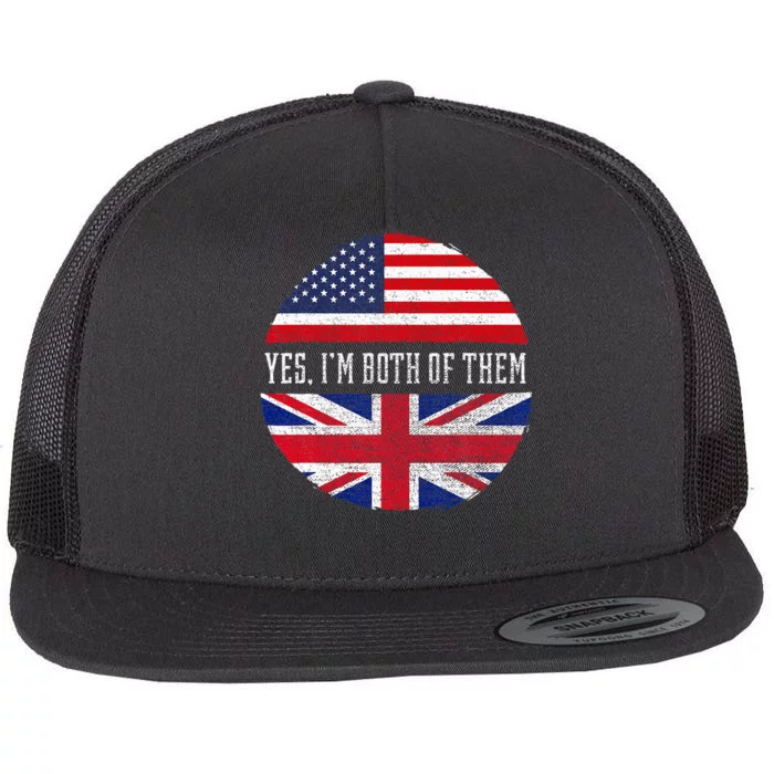 Half American Half British Usa Flag United Kingdom Heritage Flat Bill Trucker Hat