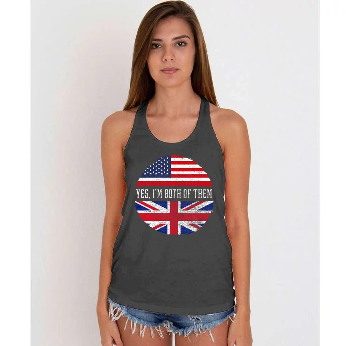 Half American Half British Usa Flag United Kingdom Heritage Women's Knotted Racerback Tank