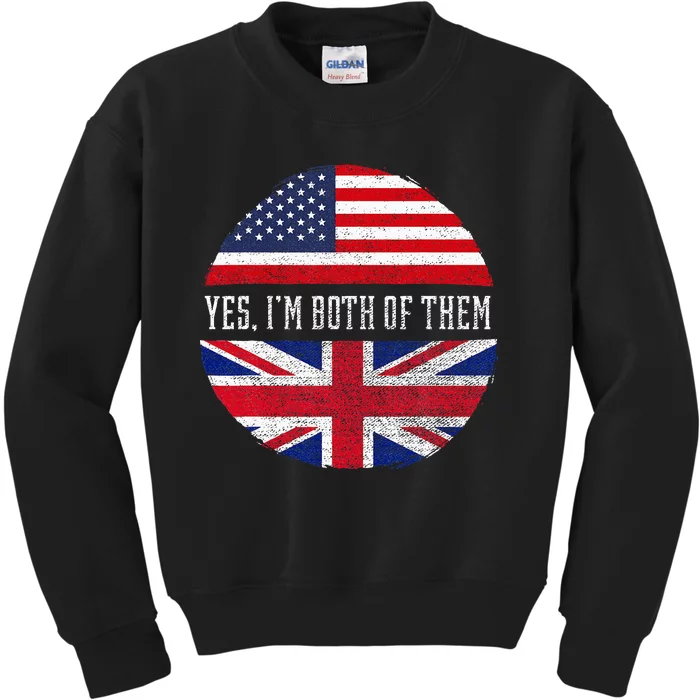 Half American Half British Usa Flag United Kingdom Heritage Kids Sweatshirt