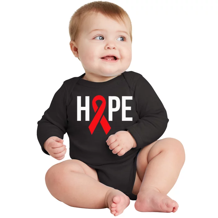 Hope Aids Hiv Red Ribbon Awareness Gift World Aids Day Baby Long Sleeve Bodysuit