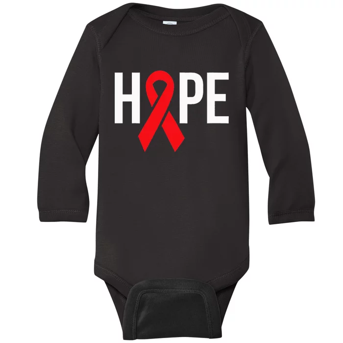 Hope Aids Hiv Red Ribbon Awareness Gift World Aids Day Baby Long Sleeve Bodysuit