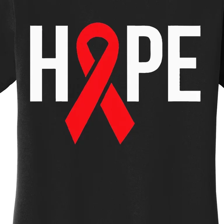 Hope Aids Hiv Red Ribbon Awareness Gift World Aids Day Women's T-Shirt