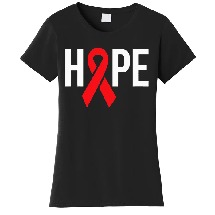 Hope Aids Hiv Red Ribbon Awareness Gift World Aids Day Women's T-Shirt