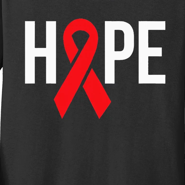 Hope Aids Hiv Red Ribbon Awareness Gift World Aids Day Kids Long Sleeve Shirt